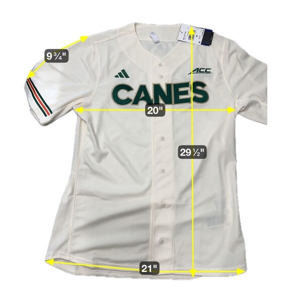 Adidas Miami Hurricanes Canes Baseball Button Down Jersey Men’s Medium JD0739 - Picture 2 of 8